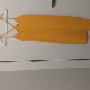 Zara stretch spaghetti strap yellow midi dress